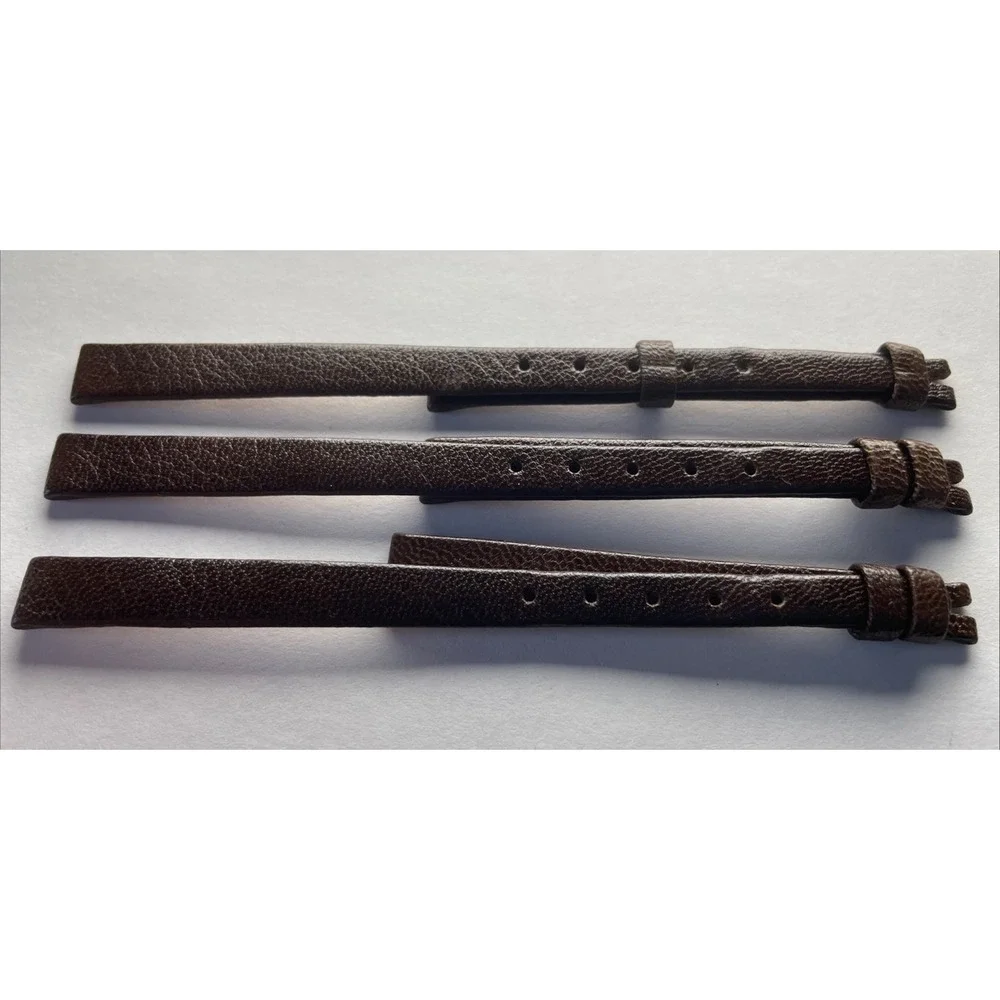 Three 8mm Leather Watch bands Made In Switzerland‎ No Buckles